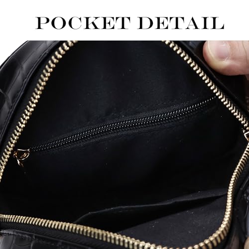 Image of Round Crossbody Bag for Women,PU Leather Shoulder Bag with Metal Chain Strap, Cellphone Purses with Zipper