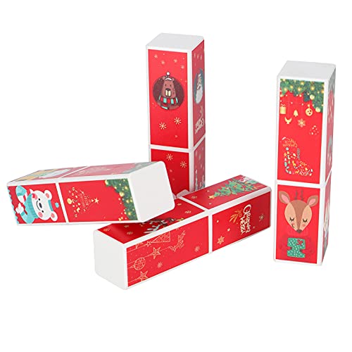 Tubos de lápiz labial vacío DIY de estilo navideño, contenedor cuadrado de bálsamo, 4 uds 7