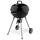 Nexgrill Premium 22' Charcoal Barbecue Grill with Adjustable Air Vent, Built-In Temperature Gauge, 347 SQ In Grate, Storage Rack, Portable Kettle Grill for Camping, Picnics, and More - 810-KY002