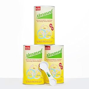 Almased Protein Powder for Weight Loss Kit for Men & Women, Natural Meal Replacement Shake for Weight Loss, Supplement, 27 Grams of Protein Per Serving (Original Flavor, 3 Cans @ 17.6 oz ea + Scoop)