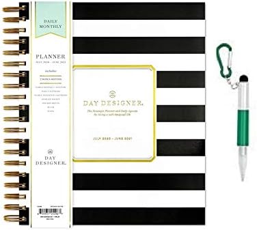 Day Designer For Blue Sky January 2020 - December 2020 Daily Planner, 3 Month Bonus, With Frosted Durable Cover, 8"x 10" ,Fairytale White And Inspirational Led Penlight ''Best Year Ever 2020''