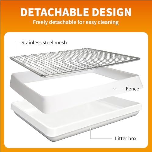 BESNEW 3 in 1 Rabbit Hay Feeder with Litter Box,Upgraded Metal Hay Rack & Litter Tray & Water Bowl,Quick Cleaning,Easy to Install,Bunny Supplies for Rabbit Guinea Pig Chinchilla Small Animals — view 5