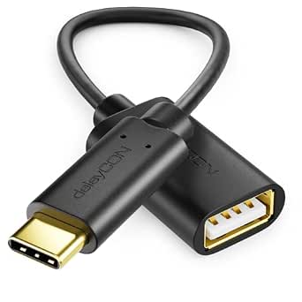 deleyCON 1 Sztuk Adapter USB-C do USB-A - OTG - Wtyczka C do Gniazda A - Kabel Kompatybilny z iPhone 17 16 Pro Max 15 Max IPad MacBook Pro Air Galaxy S25 S25 S24 Komputer Notebook