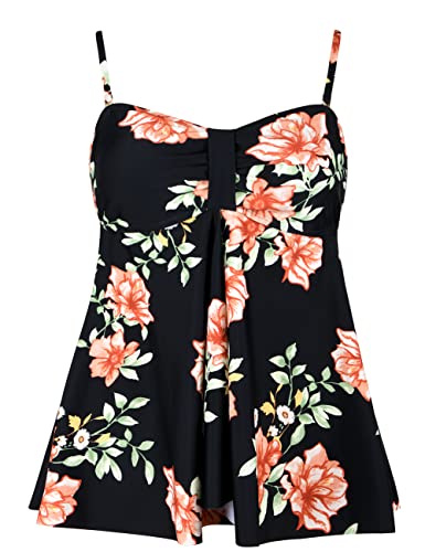 Tankini flyaway pour femme maillot de bain flowy bandeau noir floral taille 18