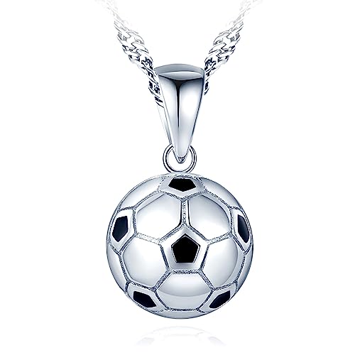 MICMIF Collana Sportiva con Ciondolo a Forma di Pallone da Calcio in Argento 925, Collana Pendente Calcio per Donna Ragazze, Regalo Gioielli per Amore per il Calcio