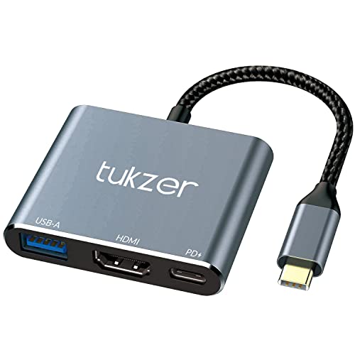 Image of Tukzer 3-in-1 USB Type C to HDMI Adapter 4K@30Hz, 100W PD Fast Charging Port, USB A 3.0 @5Gbps Speed