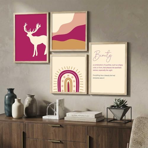 Image of kotart Wood Modern Wall Art Framed Paintings For Wall Decoration - Wall Paintings For Living Room, Bedroom - Wall Decor /Room Decor Set of 4 (Art 2, Big (13x17 or 13x13 inch))