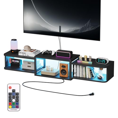 Qupui 47.2'' Wall-Mounted Floating TV Stand with LED...