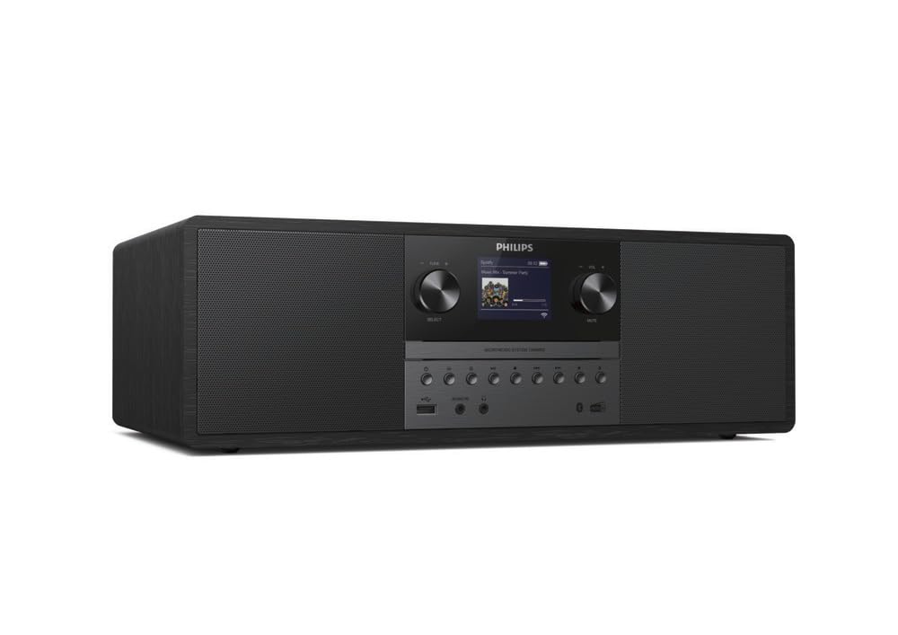 Philips Micro Système Musical TAM6805, 50W Tout-en-Un avec Radio Internet, Bluetooth, Spotify Connect, USB, Lecteur CD, Dab+, FM, Haut-parleurs Bass Reflex – Système Audio Compact pour Maison et Bure