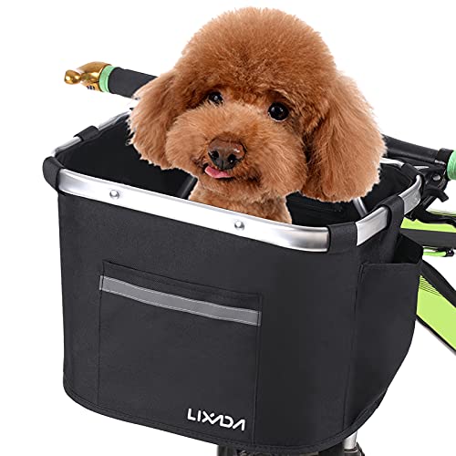Lixada Bike Basket Waterproof Small Pet Cat Dog Carrier Bicycle Handlebar Front Basket,Quick Release Easy Install…