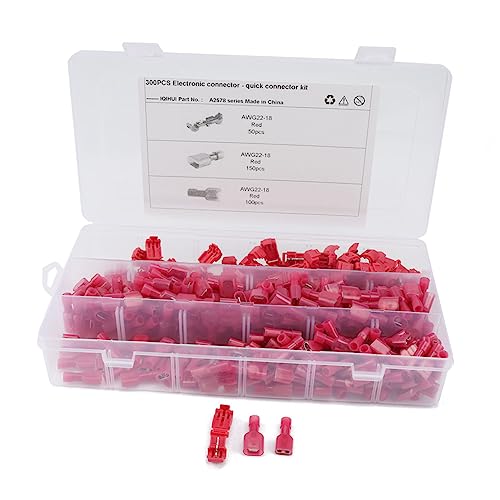 Ciieeo Full Insulated Male Disconnects Kit 300pcs T-tap Wire Connectors Quick Splice Terminals Wire Splice Connector Set No Special Tools Needed