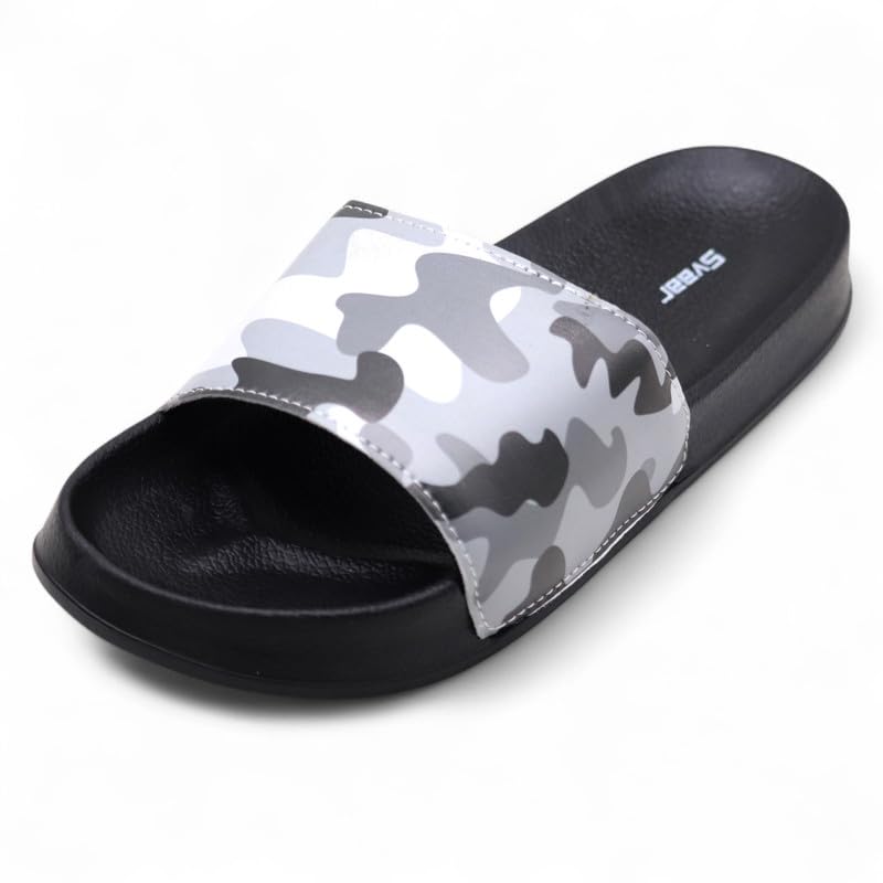 Image of SVAAR Men's Camouflage Printed Slides | Soft Cushioned Slip-On Slippers for Casual, Indoor & Outdoor Use