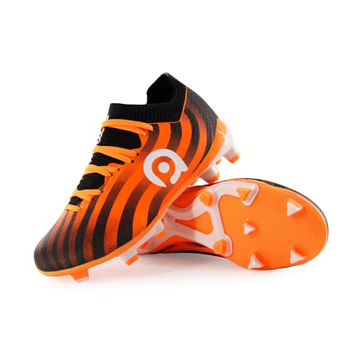 AMZZPIK Soccer Cleats Girls Firm Ground Girls Big/Little Kids FG Cleat Lightweight Football Shoes for Youth Size 3 Orange