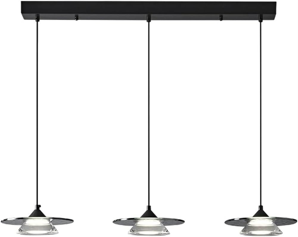 TONFON Modern Chandelier Adjustable Black Pendant Light with Glass Shade Industrial Bathroom Ceiling Light Fixture for Kitchen Island Dining Room Bedroom Hallway Bar Living Room Hanging Light (Color