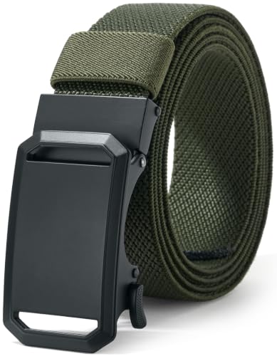 Image of LionVII Men's Stretch Ratchet Belt, Elastic Web Strap, Trim to Fit 27-49"