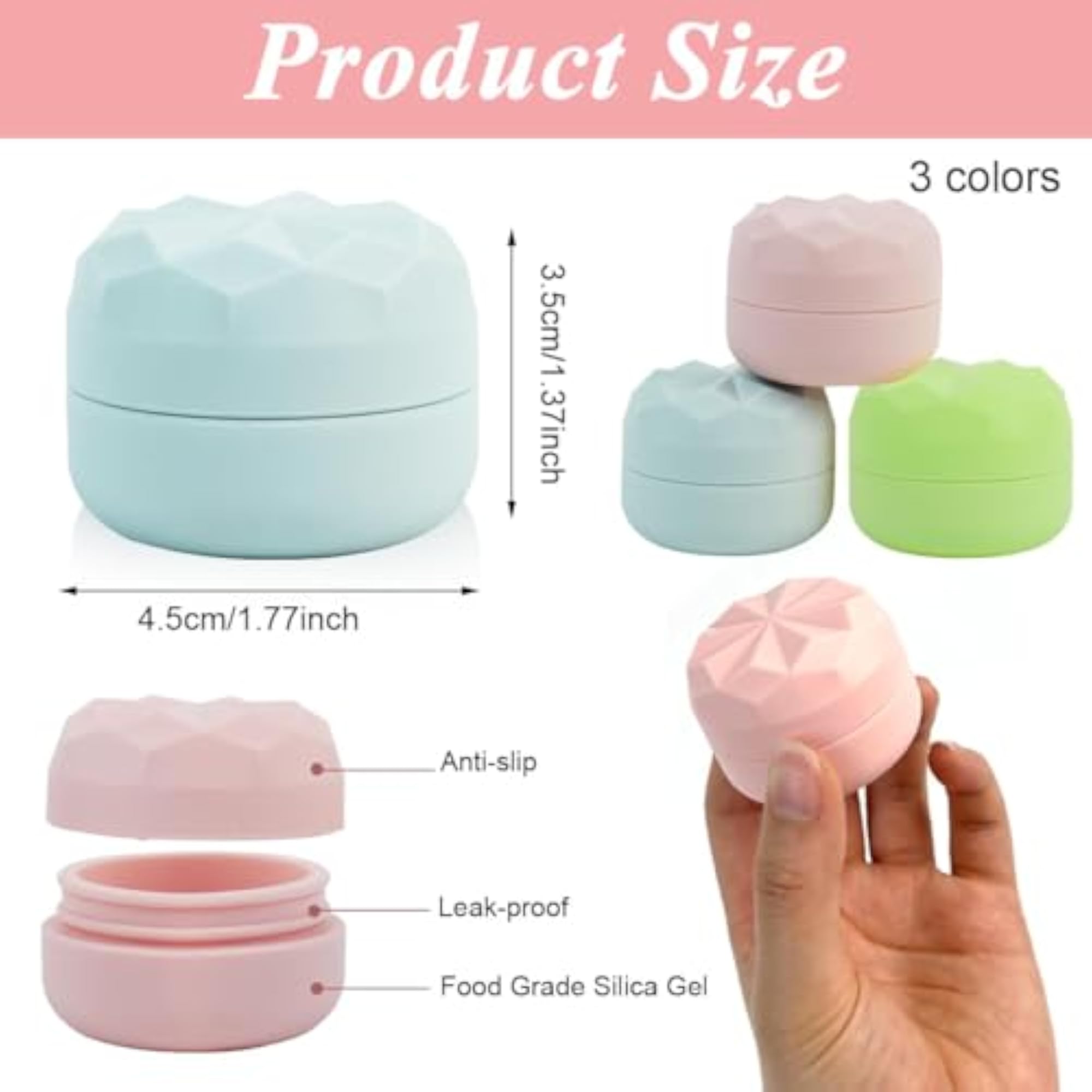3PCS Silicone Cream Jars for Travel 20ml Dispenser