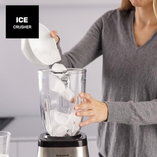 Miniatura 5 de Taurus - Batidora De Vaso Magnum 1500, 1500w, Jarra De Cristal 1.5l, 4 Cuchillas De Acero Inoxidable Desmontables, Función Pica Hielo, Libre De Bpa, Apta Para Lavavajillas, 2 Velocidades Y Turbo, Gris