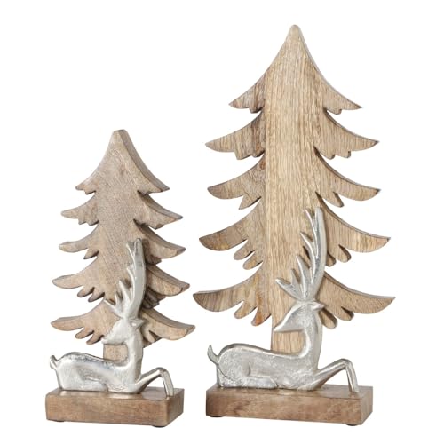 mucHome Dekorativer Tannenbaum mit Rentier Weihnachtsbaum Holz &...