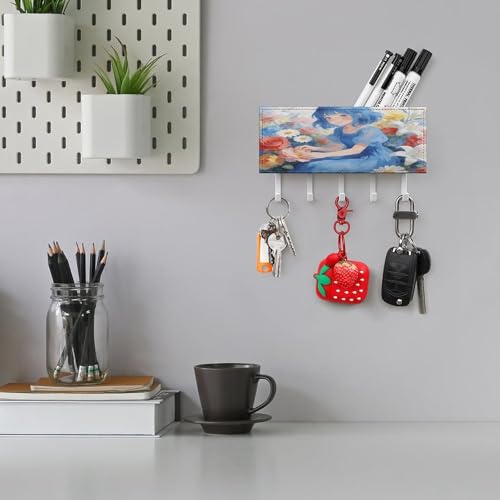 Llavero de pared de niña azul para decorar la entrada y ordenar cartas en casa 6