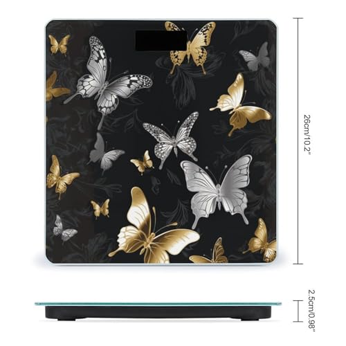 Báscula digital de baño VTCTOASY blanca con mariposas miniatura 2