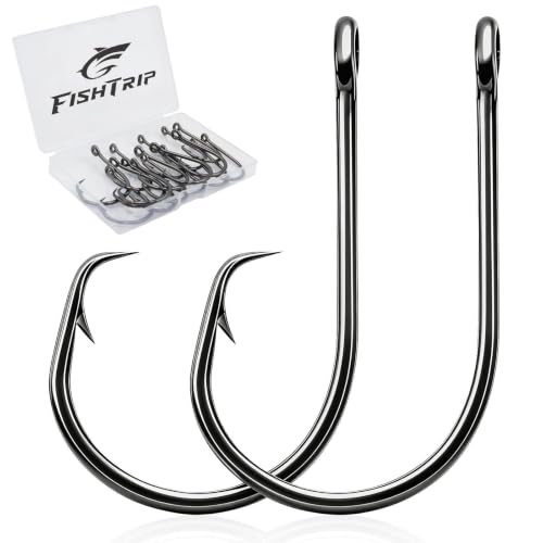 FishTrip 50/100Pcs Inline Circle Hooks for Freshwater Saltwater #4-10/0