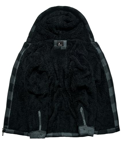 Image of V VALANCH Boys Flannel Jacket Hooded Fleece Lined Zip-up Hoodies Plaid Coat for Kids