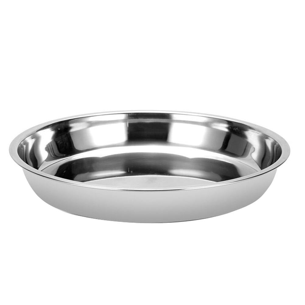 Cabilock 12 Inch Round Stainless Steel Barbecue Tray 12In Metal Food Serving Plate for Outdoor Camping Picnic BBQ Dinner