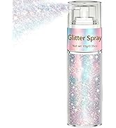 Lingyun Hair and Body Glitter Spray – Silver-Rainbow Holographic Dry Powder, Ultra Fine Resin Gli...
