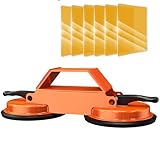 Heavy Duty Floor Gap Fixer Tool with 2 Pack Aluminum Suction Cups, Over 363 Pounds Load Capacity, Professional Wood Flooring Gap Repair & Installation Tool, Orange, Model 7D