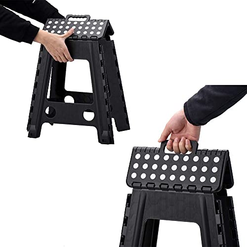 Acko Black 18 Inches Non Slip Folding Step Stool For Kids And Adults With Handle #TOP6