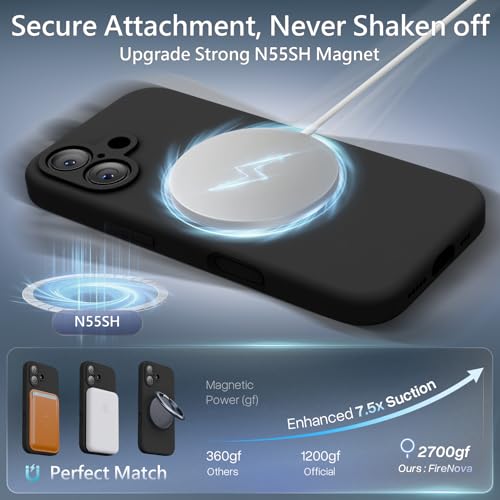 Image of FireNova Magnetic for iPhone 17 Case, Compatible with MagSafe, [Integrated Silicone Camera Control Button] [Camera Protection] Anti-Scratch Microfiber Lining Phone Case, 6.3 inch, Black