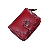 Genérico Monedero Mujer Mochila Impermeable Hombre Retro Encerado Cuero Imitación Cuero Cartera Corta Cremallera Monedero Monedero Monedero Bolsos Rojos Mochila Portatil 14 Pulgadas (Red, One Size)