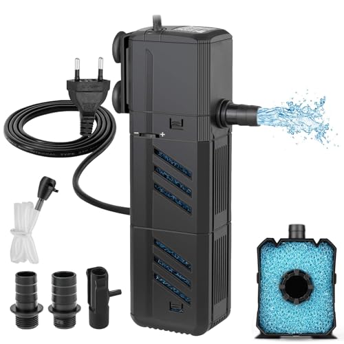 BORDEAG - BORDEAG Filtre Aquarium, Filtre Intérieur Aquarium, Filtre D'aquarium, Filtre Intérieur D'aquarium avec Filtre 4 en 1, Filtre Interne D'aquarium 1500 L/H, pour Oxygénation Circulation