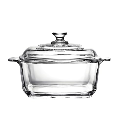 1L Glass Casserole Dish with Lid Square Dish 5.9 inch Microwave Bowl With Glass Lid Casserole Cookware (33 oz)