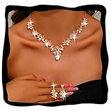 Fashband Crystal Bridal Wedding Jewelry Set Sparkly Earrings Party Prom Costume Earrings Jewelry for Women (Gold)