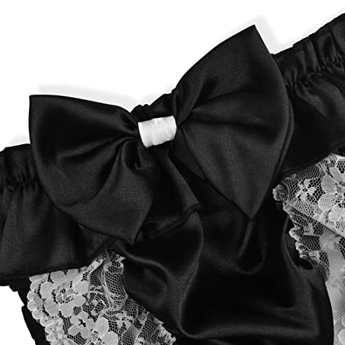 Satini Men's Satin Ruffle Bow Thong Sissy Knickers Briefs Jockstrap Panties3