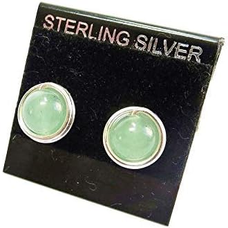 Light Green Aventurine and Sterling Silver Wire-Wrapped Post Earrings