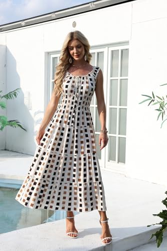 Image of OSTOO Women's 2026 Summer Boho Floral Print Tiered Casual Flowy Long Maxi Dress