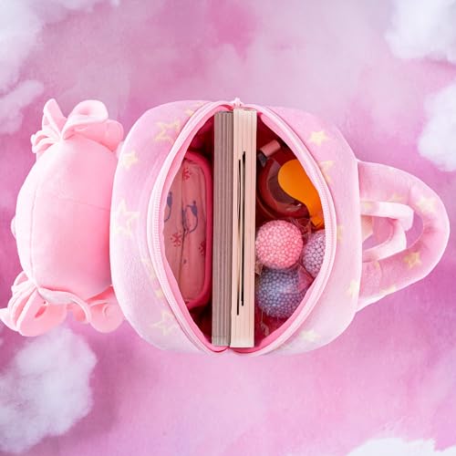 Image of Gloveleya Toddler Backpack Baby Girl Gifts Curly Hair Plush Figures Dress Backpack Kids Backpack Curly Hair Spring Girl - Pink Head Pink Star 9inches