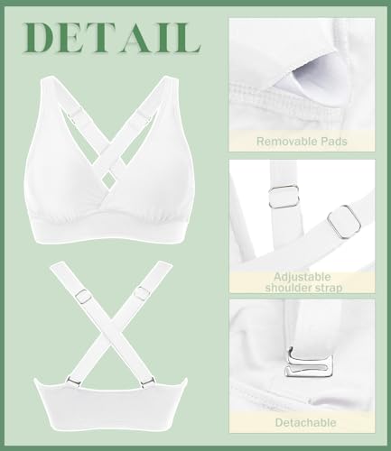 Image of Women's Sporty Adjustable Wide Straps Bikini Top Large Bust Criss Cross Back Supportive Swimsuit Tops Only