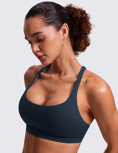 Image of CRZ YOGA Naked Feeling Strappy Sports Bras for Women - Criss Cross Back Wireless Padded Cami Yoga Workout Top