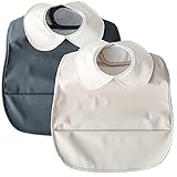 お食事エプロン 襟付き 防水 ベビー エプロン 2枚セット 女の子 男の子 柔らかい 洗える スタイ 袖なし ポケット付き 赤ちゃん 幼児 子供 保育園 入園準備 出産祝い