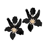 Pendientes bohemios para mujer, elegantes aretes de flores con brotes dorados, ideales para hermana, mamá, amante y amigos, Grande, Resina, Sin piedra preciosa