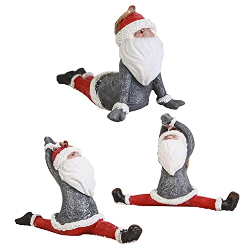 kdjsic Adornos de Navidad para yoga, Papá Noel, 3 piezas, divertido, para Navidad, hogar, fiesta, jardín, patio, estatua Gifti Cover