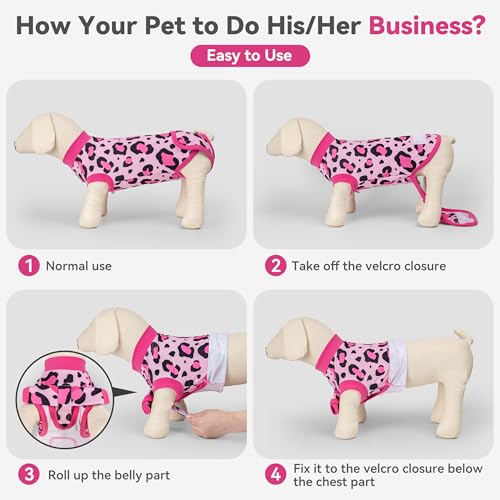 Image of cyeollo Dog Recovery Suit Female, Breathable Surgery Suit for Dogs Female After Spayed, Soft Surgical Body Suit Dog Onesie, E-Collar & Cone Alternative, Anti-Licking Wound Surgery Clothes, Leopard S