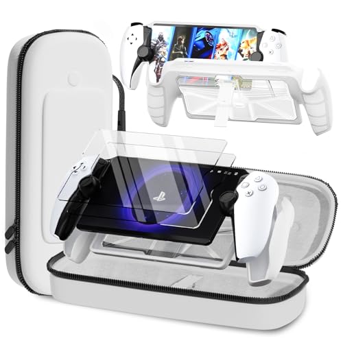 QUAGGY 3-in-1 Accessoris Kit Compatible with Playstation Portal, EVA Carrying Case for PS Portal with Silicone TPU&Hard PC Clear Protective Cover