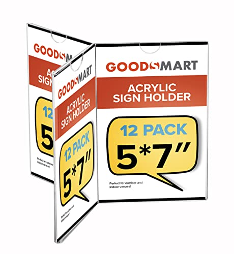 Goodsmart Acrylic Table Stand Sign Holders, 12 Pack (6 View - 5