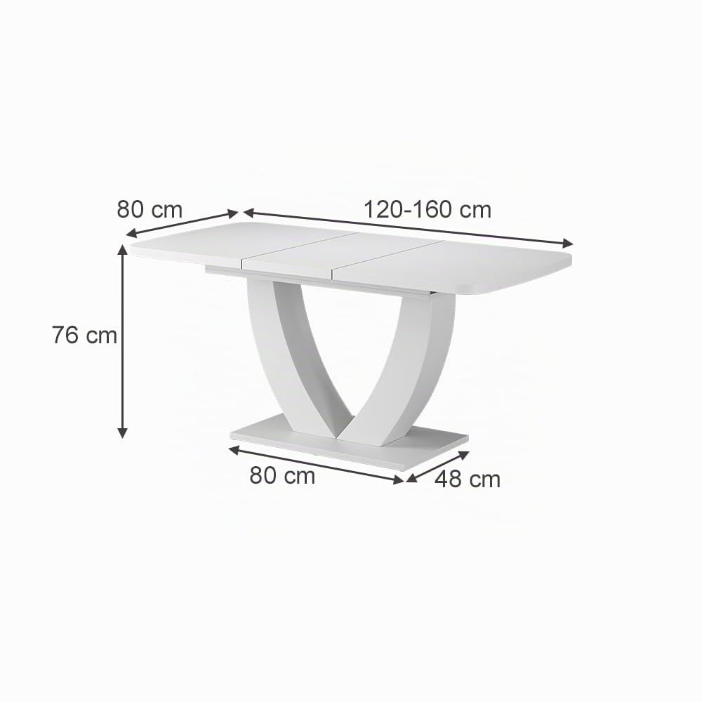 Vicco Mesa de Comedor Fenaro, Blanco, 120-160 x 80 cm | Extensible, con función extensible para ajuste flexible del tamaño de la mesa