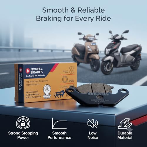 Image of NORELL 8906219820779 Front Disc Brake Pad Set (01 Set) Compatible with TVS Jupiter & TVS Ntorq | Premium Front Brake Pads Replacement | High Performance Disc Brake Pad Set