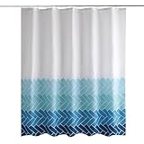 WedDecor Duschvorhang, wasserdichtes Polyestergewebe, schimmel- & schimmelresistent, Waschbarer Badvorhang mit 12 Haken (180 x 200 cm, Blaue geometrische Pfeile)
